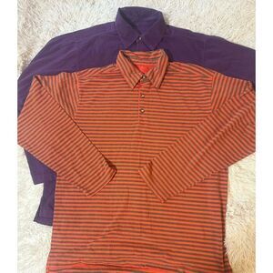 Bundle 2 piece long sleeve apricot and plum Polo  shirt L